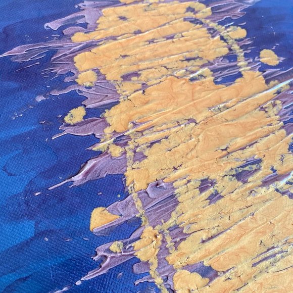 Amoeba 3 - Original Abstract Wall Art Mixed Media Purple Blue Orange Painting - Picture 5 of 10